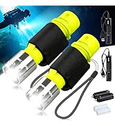 NAKCNM Rechargeable Diving Flashlight Scuba Dive Light Super Bright, Underwater Flashlights IPX8 ...