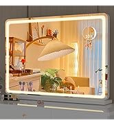 Hasipu Vanity Mirror with Lights, 32" x 22" LED Makeup Mirror, Lighted Makeup Mirror with Dimmabl...