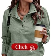 SHEWIN Womens Sweatshirt Casual Long Sleeve Lightweight Sweatshirts Button Loose Pullover Tops