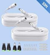 2PCS 33ft 10M DC Power Extension Cable, DC 12V 5.5mm x 2.1mm Extension Cord with Power Jack Adapt...