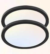hykolity 2 Pack 12 Inch Selectable CCT LED Round Flat Panel Light, 24W, 3000K/4000K/5000K, Edge-L...