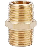 U.S. Solid Brass Pipe Fitting, Hex Nipple, 1/2" x 1/2" NPT Male Pipe Adapter