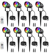 12W RGBW Color Changing Landscape Lights - Low Voltage LED Landscape Lighting, Remote Control Spo...