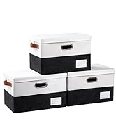 PRANDOM Foldable Storage Bins with Lids [3-Pack] Fabric Collapsible Storage Boxes Baskets Cubes C...