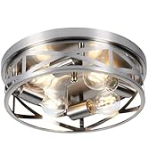 piano7797 Brushed Nickel Flush Mount Ceiling Light Fixtures,4-Light Modern Brushed Nickel Hallway...