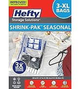 Hefty Shrink-Pak - 3 Extra Large Vacuum Storage Bags for Clothes, Pillows, Towels, or Blankets - ...
