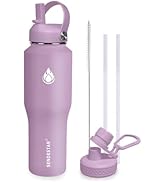 SENDESTAR 32oz Water Bottle Wide Mouth Stainless Steel Vacuum Insulated Double Wall with 2 Straw ...