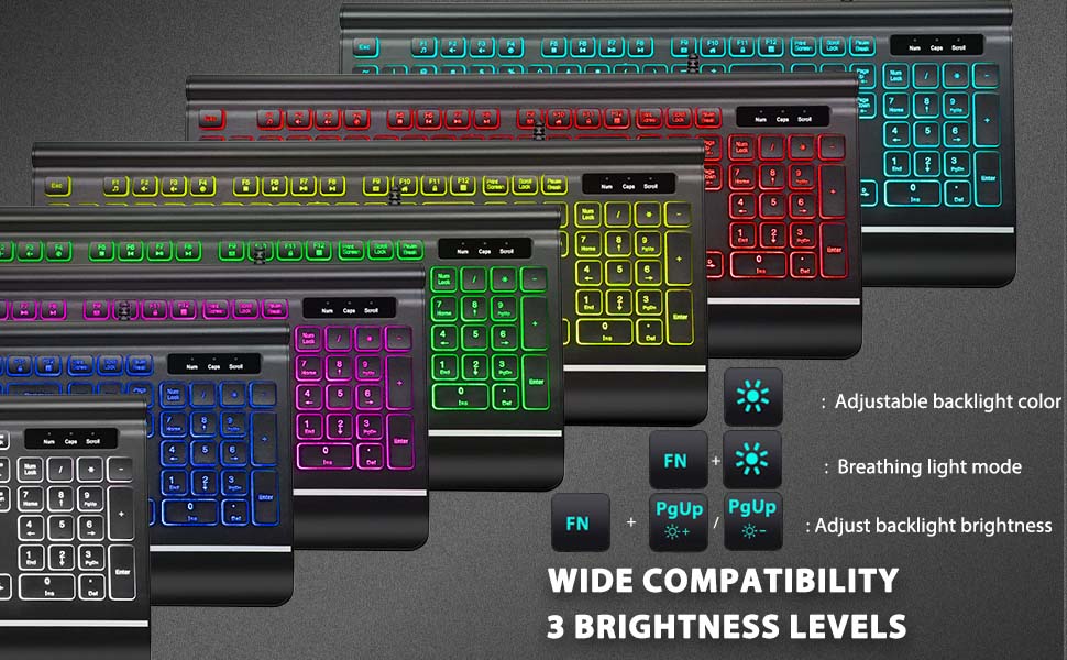 Backlit Keyboard with 7 Adjustable Colors