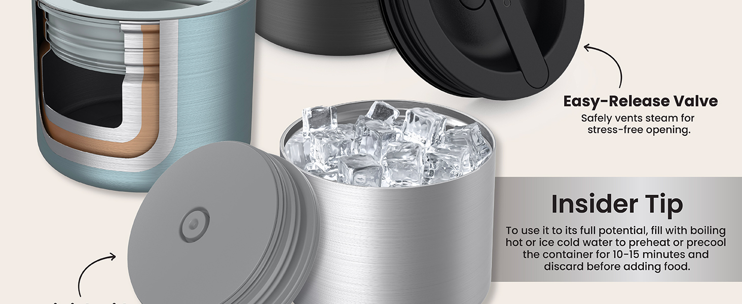 easy-release valve, reusable containers, reusable meal prep containers