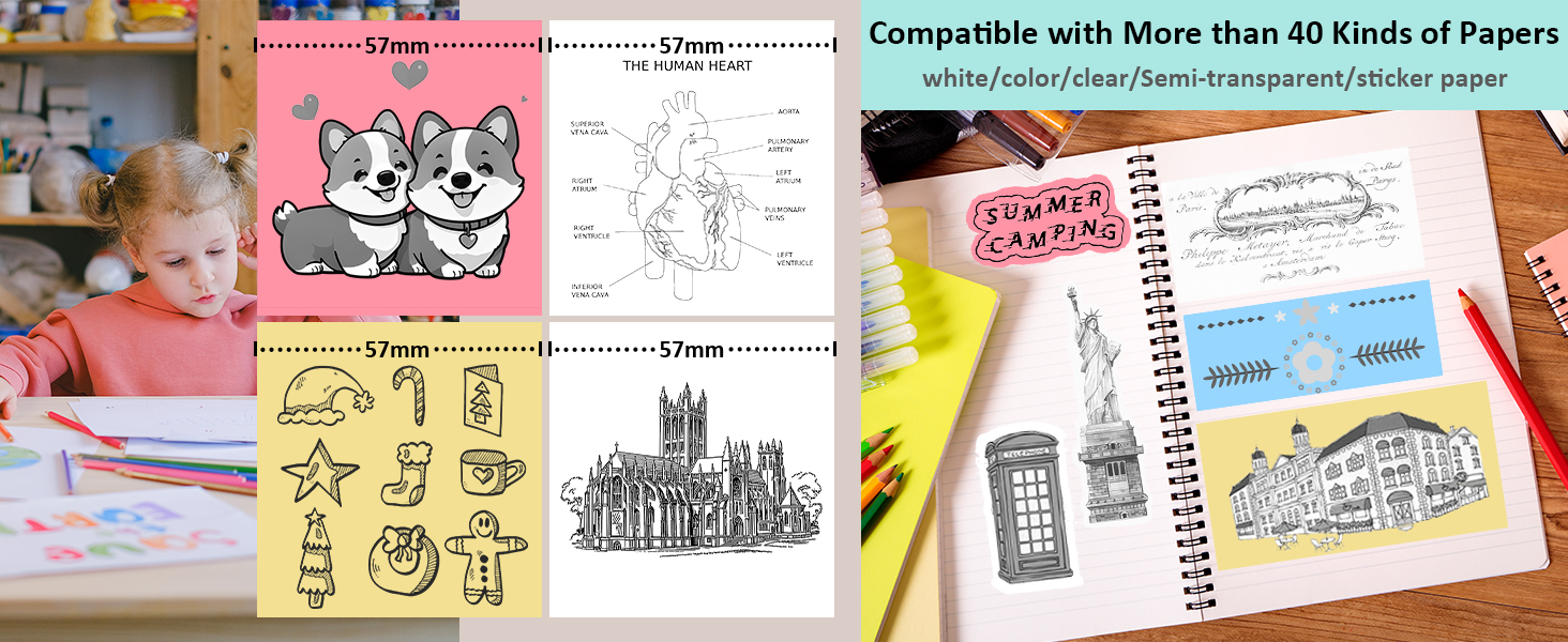 10 Rolls Sticker Paper, Self-Adhesive Thermal HD Photo Paper, Mini Pocket Printer Sticker Paper