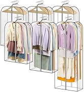LANDNEOO 6 Pack Clear Garment Bags for Hanging Clothes with Zippers on Double Sides - 10'' Clothe...