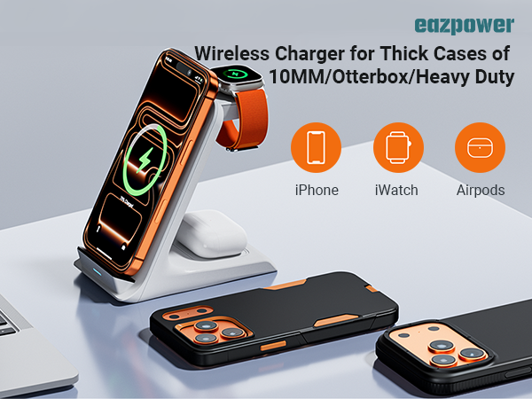 wireless charger for thick cases 3 in 1 charger stand iphone