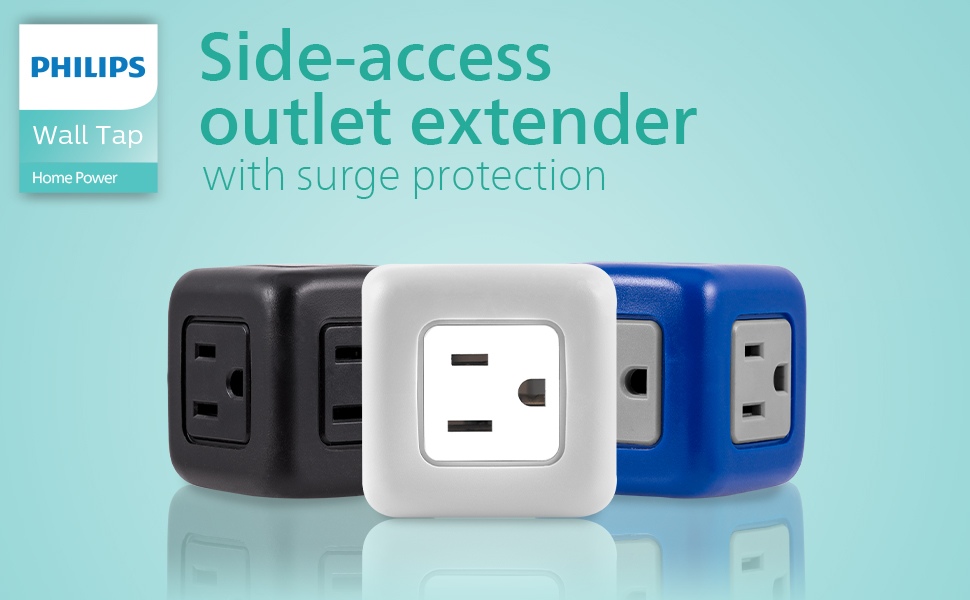 Wall Tap side-access outlet extender with surge protection 