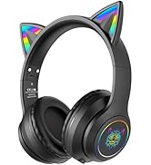Bluetooth Cat Ear Headphones for Kids & Adults, Wireless & Wired Mode Foldable Headset with Mic -...