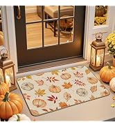 Mocsicka Fall Doormat Autumn Pumpkin Maple Leaf Door Rug for Fall Home Decor Washable Anti-Slip D...