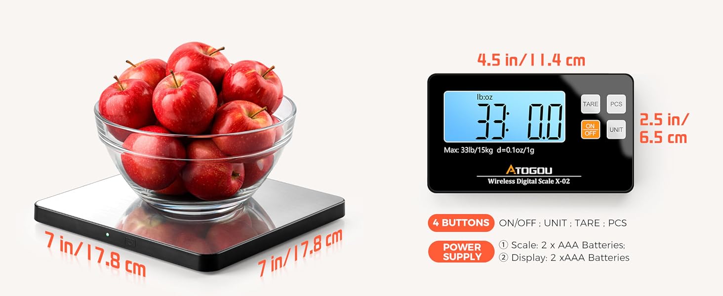 Atogou Upgraded Wireless Food Scale