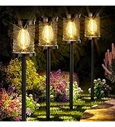 Adecorty Solar Pathway Lights Outdoor 4 Pack Super Bright Solar Lights Outdoor Waterproof Solar G...