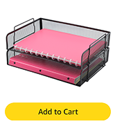 Easepres 2 Tier Stackable Desktop Document Letter Tray Organizer| The Mesh Collection, Black