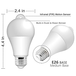 LED motion sensor light bulbs 9w