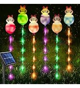 AVEKI 6 Pcs Easter Bunny Solar Pathway Lights Outdoor, Stake Lights with 8 Lighting Modes, Waterp...