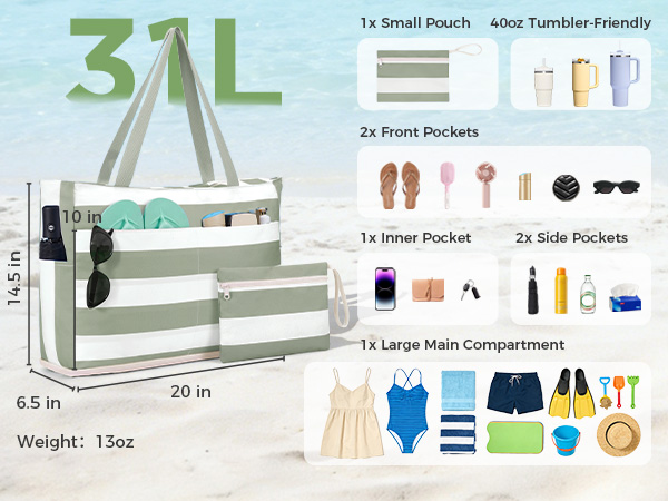 large capacity beach bag