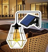 Ousam Led Solar Chandelier Outdoor Solar Lights Hanging Lantern 16FT Cord Dusk to Dawn Lighting T...