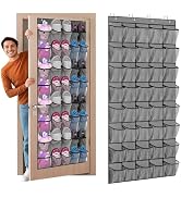 Hualleko 40-Pocket Over the Door Shoe Organizer - Large Mesh Pocket Hanging Shoe Organizer,Behind...