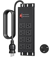 JUNNUJ Heavy Duty 20 Amp Surge Protector 4800J, Garage Metal 8 Outlets 12 Gauge, High Amp 5-20P A...
