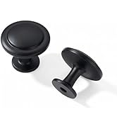 khtumeware 10 Pack 1-1/4 inch(32mm) Black Cabinet Knobs Dresser Knobs Round Matte Black Drawer Kn...