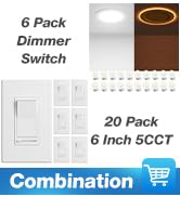 Amico 6 Pack Dimmer Light Switch &amp; Amico 20 Pack 6 Inch 5CCT LED Recessed Ceiling Light with Nigh...
