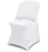 CYFFPKMN 30 Packs White Spandex Stretch Folding Chair Covers for Wedding Party,Universal Fitted W...
