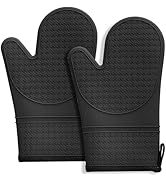 Hovico Silicone Oven Mitts, Heat Resistant 500F Kitchen Mitts 2PCS, 11.6" BPA-Free Soft Baking Gl...
