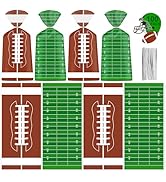 100 Pcs Football Goodie Bags - Brown Green Football Treat Bags, Plastic Rugby Sport Cellophane Sn...