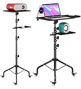 DECOSIS Projector Stand on Wheels with 2 Shelves, Laptop Tripod Stand Height Adjustable with Goos...