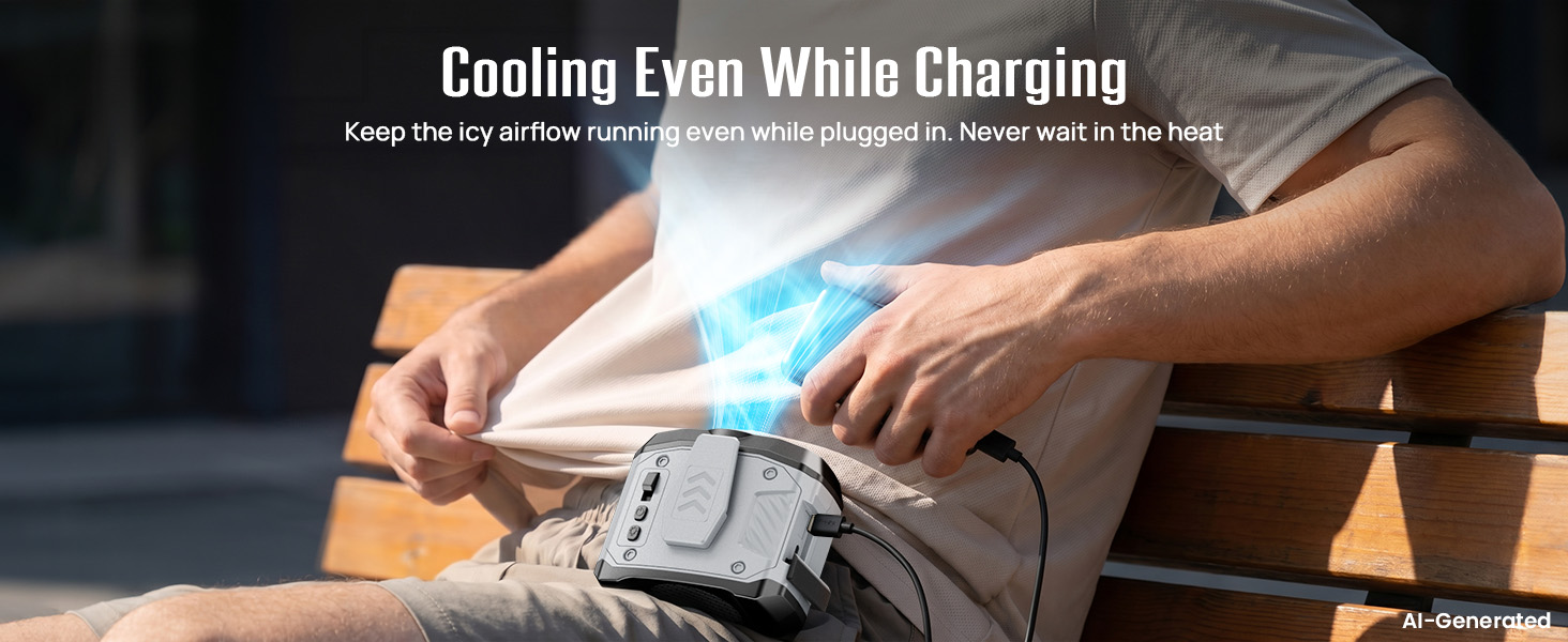 USB rechargeable waist cooling fan keeps running while plugged into a power source
