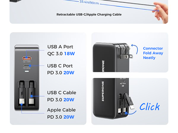 retractable chargers for multiple devices
