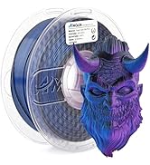 AMOLEN Silk PLA 3D Printer Filament, Tri Color Black Blue Purple PLA 1.75mm, Shiny Multi Color Ch...