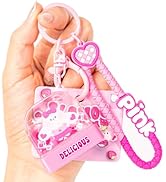 YOU WIZV Pink Kawaii Liquid Keychain Cute Anime Strawberry Rabbit Scent Backpack Keychains for Wo...
