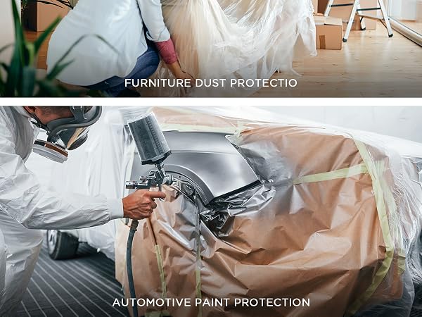 Plastic Drop Cloths for Painting, Plastic Sheeting Painting Supplies, Dust Cover for Furniture