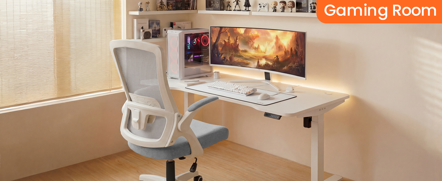 Computer gaming chair with wheels, swivel, and armrests