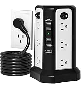 PASSUS Surge Protector Power Strip Tower with USB C(PD18W) Port,Tower Outlets with 4 USB A Ports,...