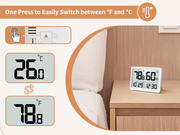 One Press to Easily Switch between °F and °C