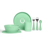 Ubbi 7-Piece Toddler Feeding Set, Includes Plate, Bowl, Cup, Utensils, Interchangeable Suction Cu...