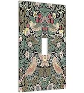 Morris Vintage Floral Strawberry Birds Botanical 1 Gang Light Switch Cover Decorative Olive Singl...