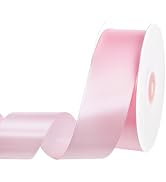 Pink Ribbon, 60 Yards 1-1/2 inch Light Pink Satin Ribbon for Gift Wrapping Flower Bouquet Bow Mak...