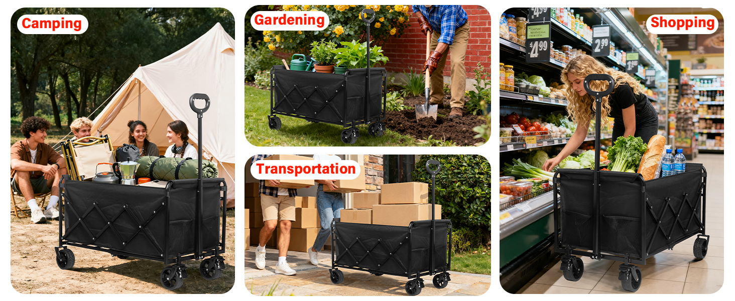 Foldable Wagons Portable for Groceries, Sports, Camping, Storage, Travel, Shopping