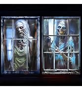 DIYASY 2 Pcs Halloween Window Cover, Scary Ghost Curtain Halloween Decorations for Hoom Indoor Ou...