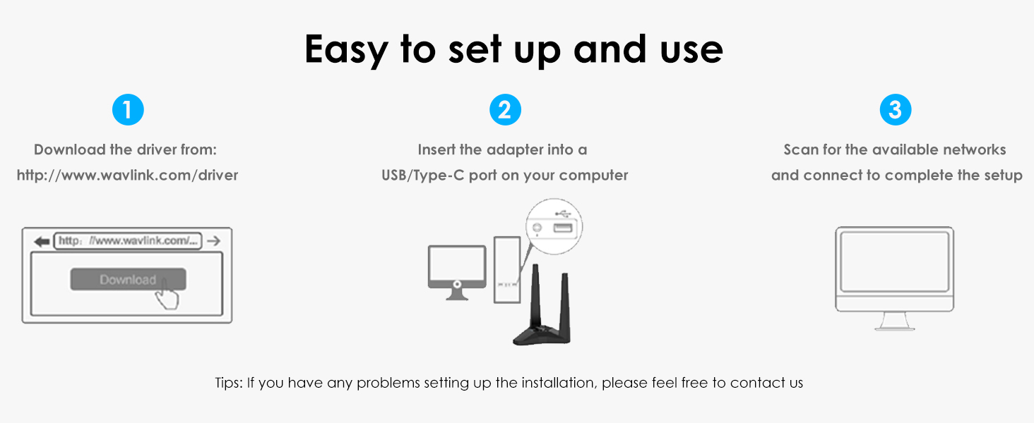 WAVLINK AC1300 Wireless Dual Band USB3.0 Adapter for PC