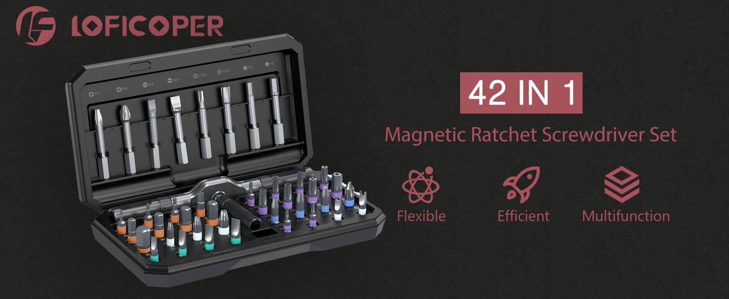 Ratchet Screwdriver Set, 42 in 1 Magnetic Screwdriver Set