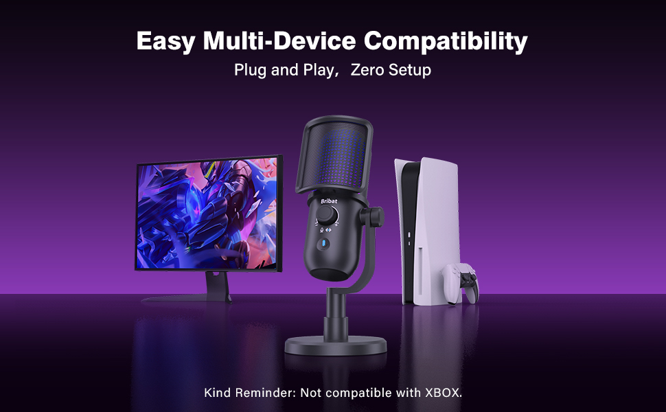 microphone for desktop is plug-and-play, not compatible with Xbox.